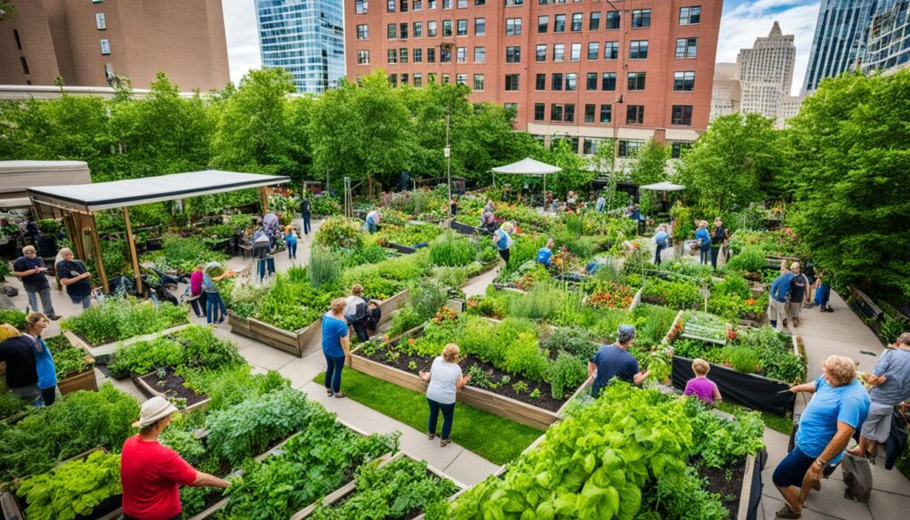 Community gardens, sustainable urban living, benefits