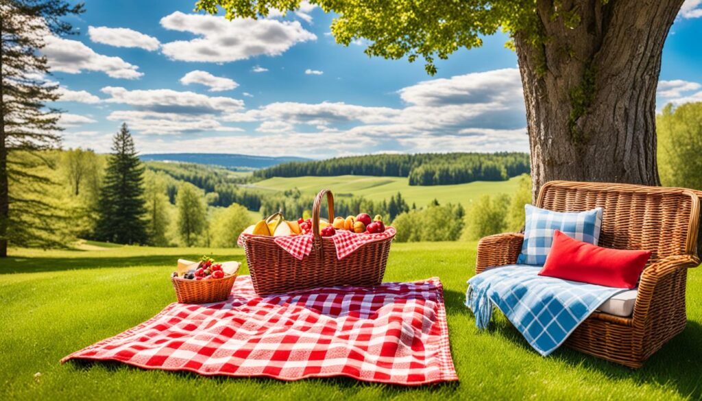 picnic blankets and comfortable seating
