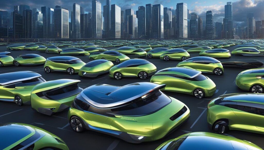Electric vehicle cityscape
